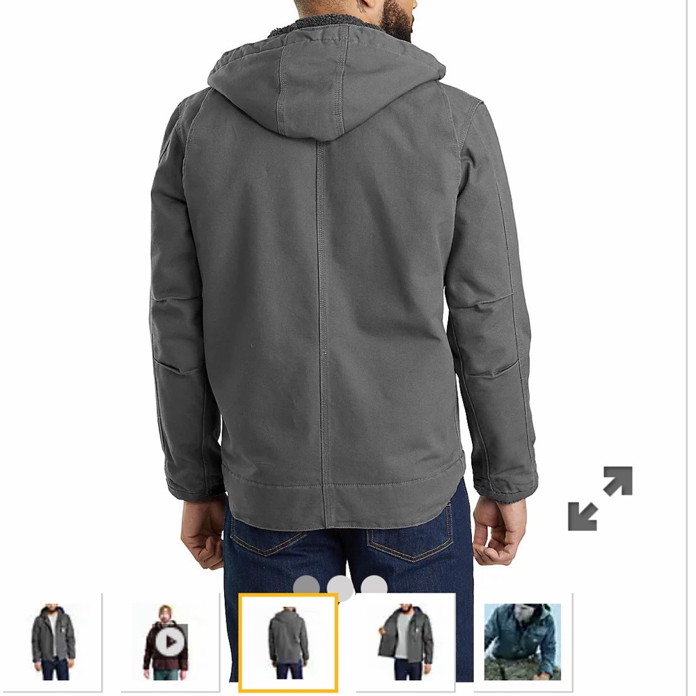 Mens Carhartt Sherpa Lined Jacket in Grey size M - Picture 6 of 7
